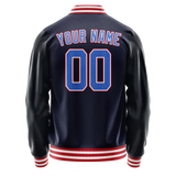 Custom Navy Red Solid Color Varsity Letterman Jacket