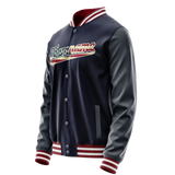 Custom Navy Cream Vintage Usa Flag Varsity Letterman Jacket