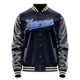 Custom Navy Royal Solid Color Varsity Letterman Jacket