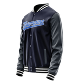 Custom Navy Royal Solid Color Varsity Letterman Jacket