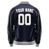 Custom Navy White Solid Color Varsity Letterman Jacket