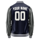 Custom Navy Gray Solid Color Varsity Letterman Jacket