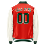 Custom Orange Cream Solid Color Varsity Letterman Jacket