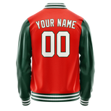 Custom Orange Kelly-Green Solid Color Varsity Letterman Jacket
