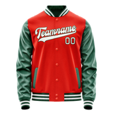 Custom Orange Kelly-Green Solid Color Varsity Letterman Jacket