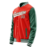 Custom Orange Kelly-Green Solid Color Varsity Letterman Jacket