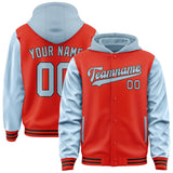 Custom Orange Red Light Blue Jacket