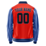 Custom Orange Light-Blue Solid Color Varsity Letterman Jacket