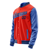 Custom Orange Light-Blue Solid Color Varsity Letterman Jacket