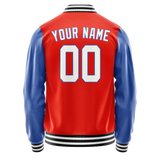 Custom Orange Royal Solid Color Varsity Letterman Jacket