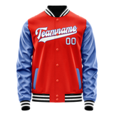 Custom Orange Royal Solid Color Varsity Letterman Jacket
