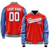 Custom Orange Royal Solid Color Varsity Letterman Jacket