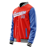 Custom Orange Royal Solid Color Varsity Letterman Jacket