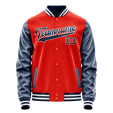 Custom Orange Royal Solid Color Varsity Letterman Jacket