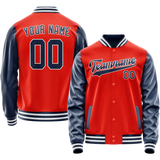 Custom Orange Royal Solid Color Varsity Letterman Jacket