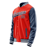Custom Orange Royal Solid Color Varsity Letterman Jacket