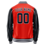 Custom Orange Navy Solid Color Varsity Letterman Jacket