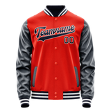 Custom Orange Navy Solid Color Varsity Letterman Jacket