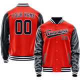 Custom Orange Navy Solid Color Varsity Letterman Jacket