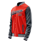 Custom Orange Navy Solid Color Varsity Letterman Jacket