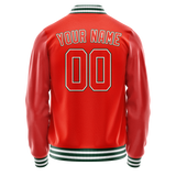 Custom Orange White Solid Color Varsity Letterman Jacket