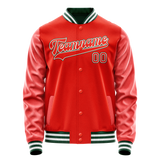 Custom Orange White Solid Color Varsity Letterman Jacket