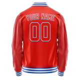 Custom Orange White Solid Color Varsity Letterman Jacket