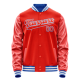Custom Orange White Solid Color Varsity Letterman Jacket