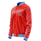 Custom Orange White Solid Color Varsity Letterman Jacket