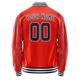 Custom Orange Navy Solid Color Varsity Letterman Jacket