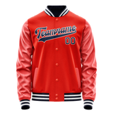 Custom Orange Navy Solid Color Varsity Letterman Jacket