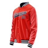 Custom Orange Navy Solid Color Varsity Letterman Jacket