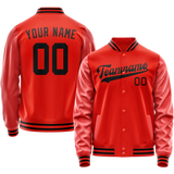 Custom Orange Black Solid Color Varsity Letterman Jacket