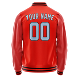 Custom Orange Light-Blue Solid Color Varsity Letterman Jacket