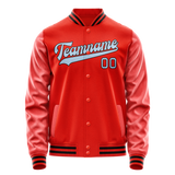 Custom Orange Light-Blue Solid Color Varsity Letterman Jacket