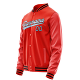 Custom Orange Light-Blue Solid Color Varsity Letterman Jacket