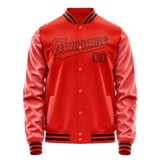 Custom Orange Black Solid Color Varsity Letterman Jacket