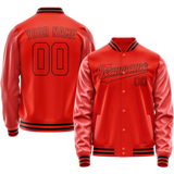 Custom Orange Black Solid Color Varsity Letterman Jacket