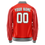 Custom Orange White Solid Color Varsity Letterman Jacket