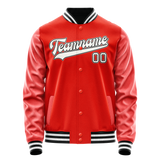 Custom Orange White Solid Color Varsity Letterman Jacket