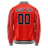 Custom Orange Black Solid Color Varsity Letterman Jacket
