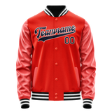 Custom Orange Black Solid Color Varsity Letterman Jacket