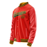 Custom Orange Black Solid Color Varsity Letterman Jacket