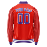 Custom Orange Purple Solid Color Varsity Letterman Jacket