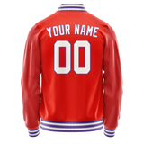Custom Orange White Solid Color Varsity Letterman Jacket