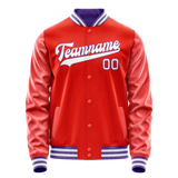 Custom Orange White Solid Color Varsity Letterman Jacket