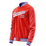 Custom Orange White Solid Color Varsity Letterman Jacket