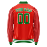 Custom Orange Teal Solid Color Varsity Letterman Jacket