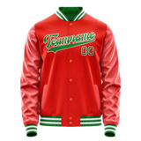 Custom Orange Teal Solid Color Varsity Letterman Jacket