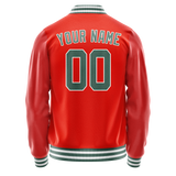 Custom Orange Teal Solid Color Varsity Letterman Jacket
